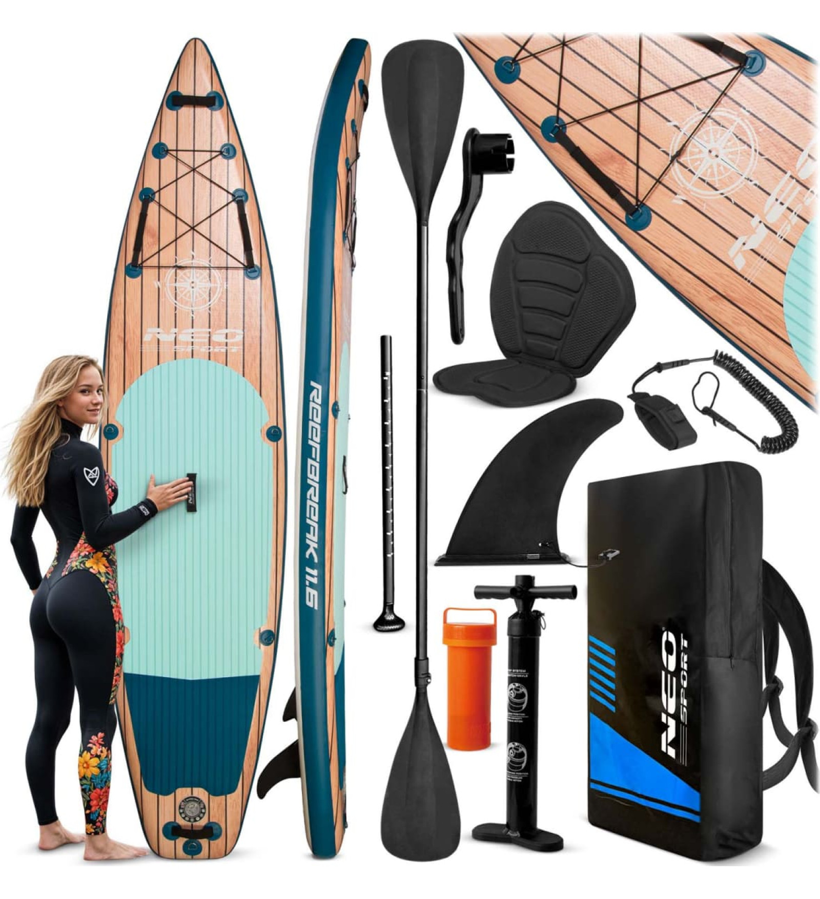 Neo-Sport SUP dēlis Reefbreak 350 x 81 x 15 cm 170304