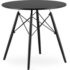 Leobert Современный деревянный круглый стол 80 см - черный/черные ножки 80 см