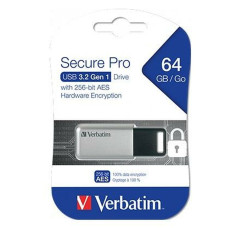 Verbatim USB Zibatmiņa Verbatim Secure Pro Melns Melns/Pelēks 64 GB