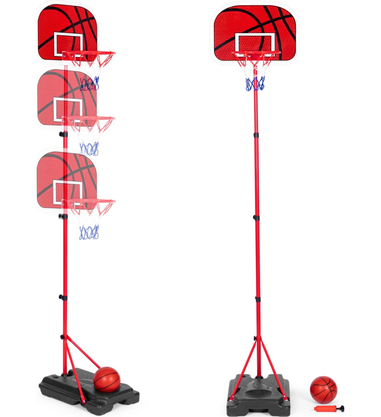 Bērnu basketbola grozs, regulējams augstums, bumbu pumpis