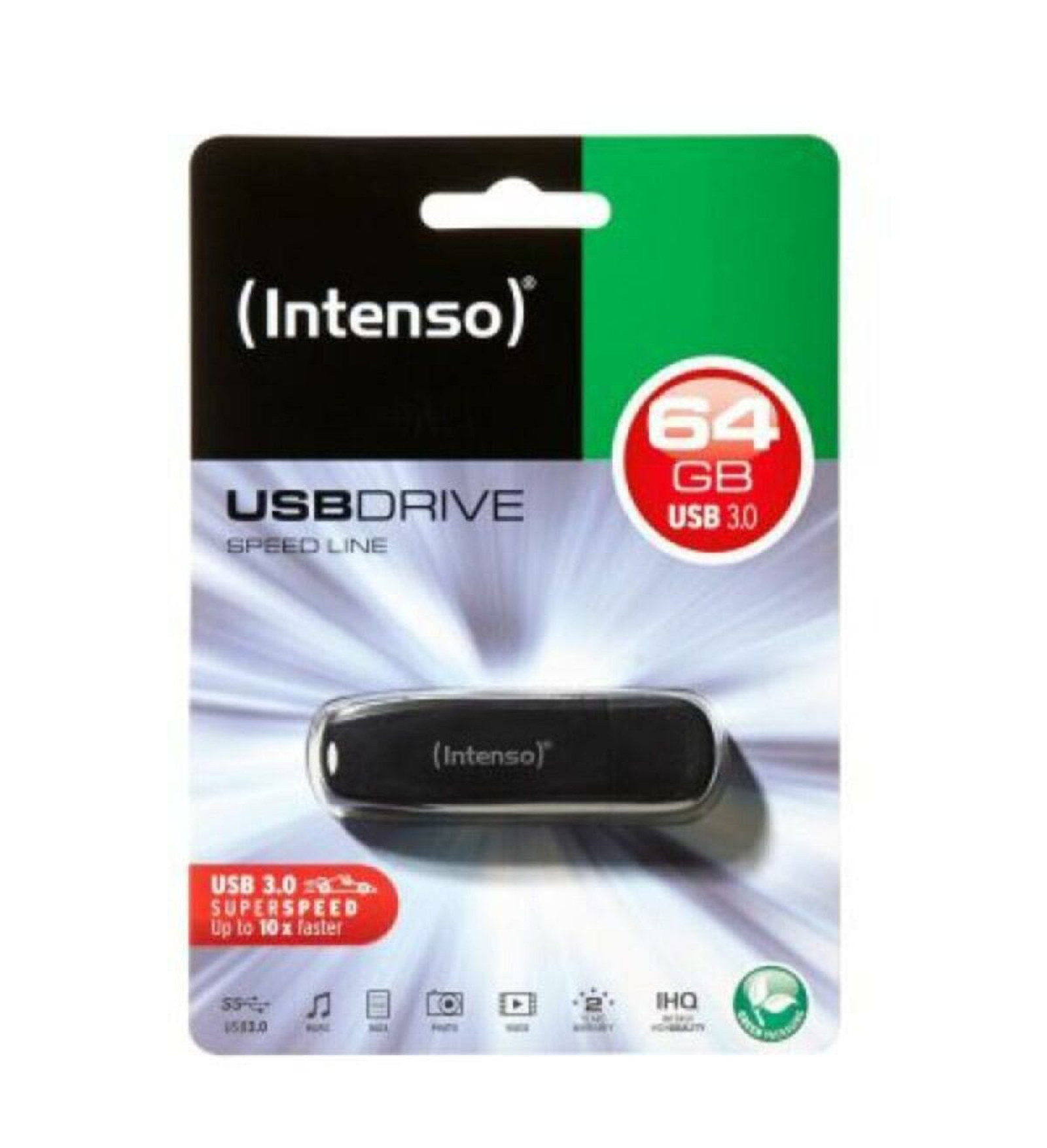 Intenso USB Zibatmiņa INTENSO Speed Line USB 3.0 64 GB Melns 64 GB USB Zibatmiņa