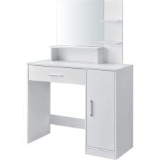 Современный белый косметический туалетный столик с зеркалом