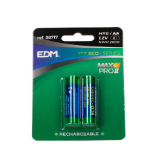 EDM Atkārtoti Uzlādējamas Baterijas EDM Max Pro II Eco-Series 2600 mAh AA HR6 1,2 V (2 gb.)