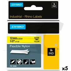 Dymo Laminēta lente iekārtu marķēšanai Rhino Dymo ID1-12 Dzeltens Melns 12 x 3,5 mm Pašlīpoši materiāli (5 gb.)