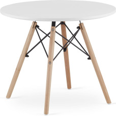 Leobert Современный журнальный столик в скандинавском стиле, белая круглая столешница, 60 см.