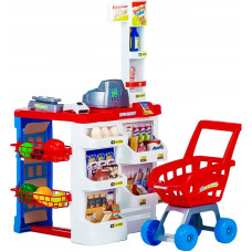 Большой киоск супермаркета для детей с кассовым аппаратом, весами и сканером