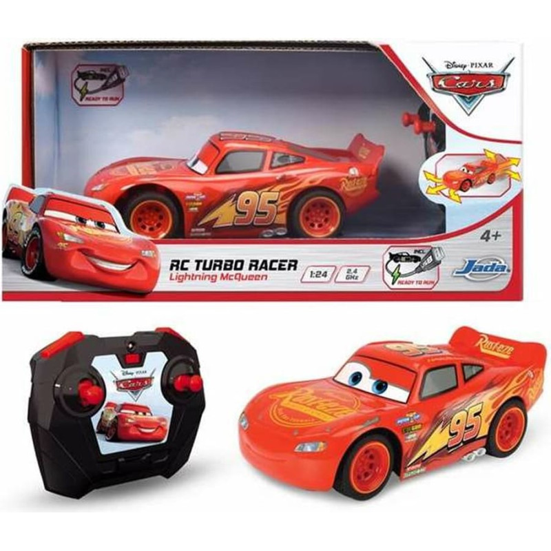 Cars Ar Pulti Vadāma Automašīna Cars Turbo Racer Lightning McQueen 1:24 17 cm