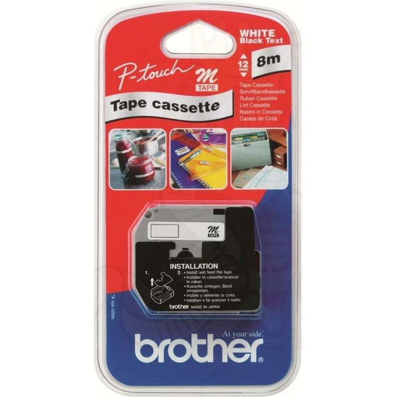 Brother Laminēta lente iekārtu marķēšanai Brother MK221 Balts Melns 9 mm x 8 m