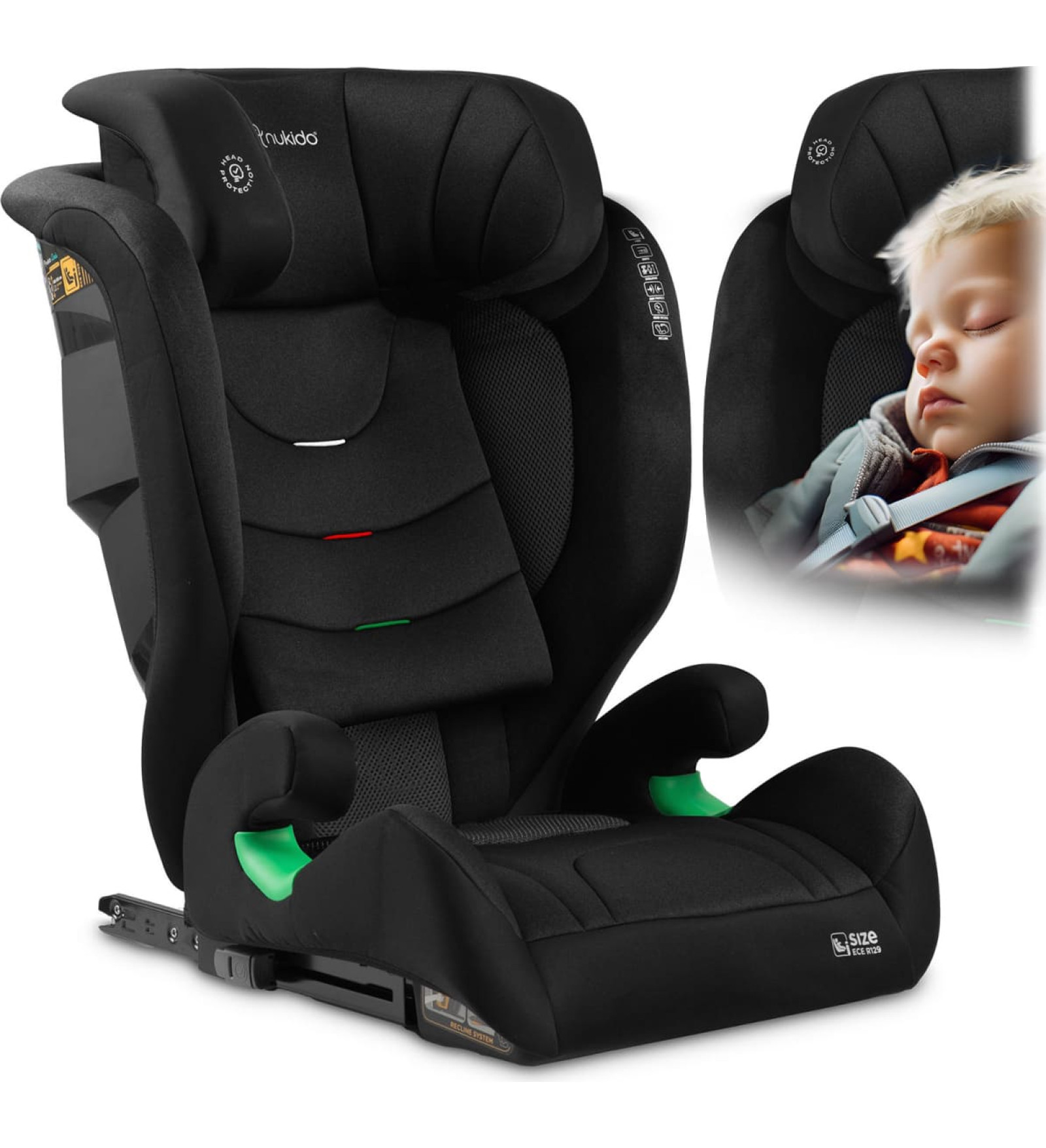 Nukido Louis Soft melns autokrēsliņš 15-36 kg ISOFIX